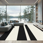 Bold Black Cream Stripe Rug