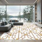 Tan Gold Geometric Lattice Rug