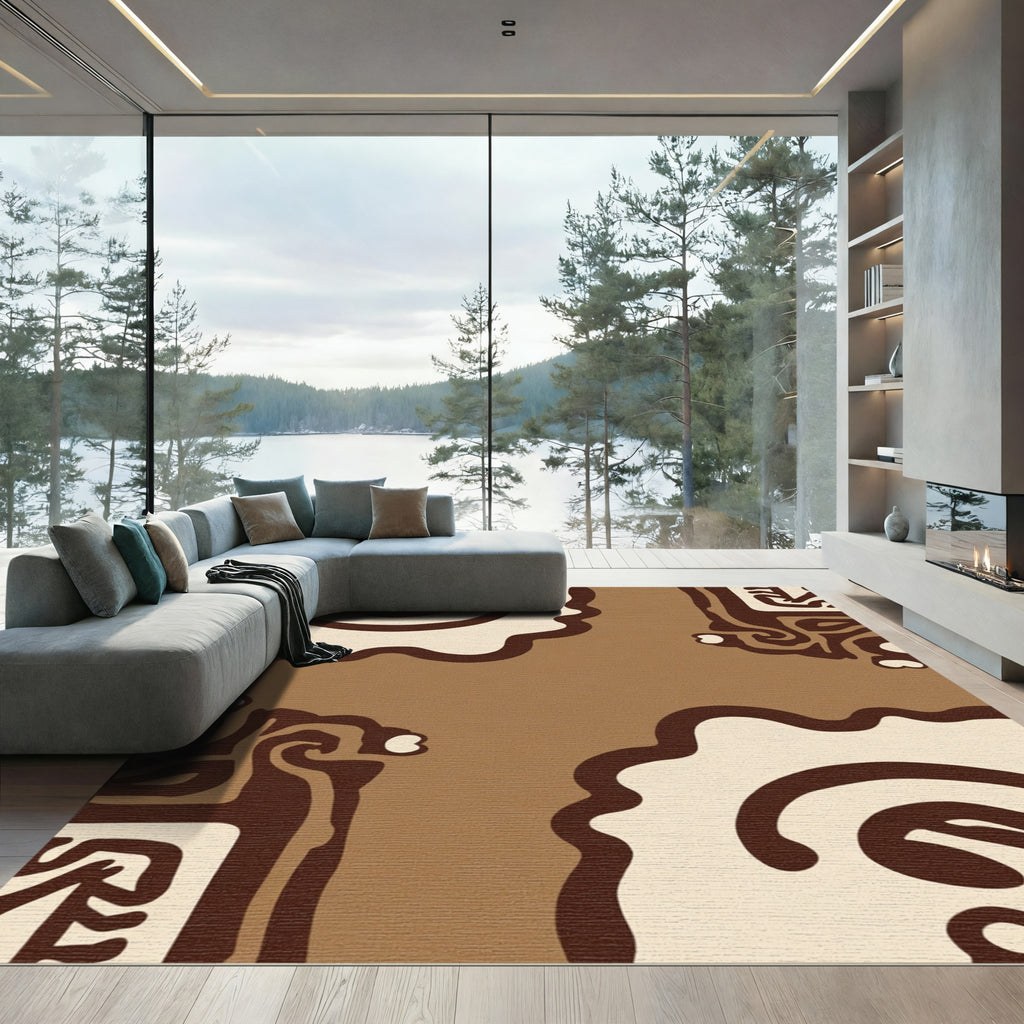 Abstract Chocolate Swirl Organic Rug