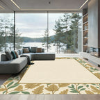 Golden Green Autumn Leaf Border Rug