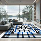Blue Gray Geometric Window Rug