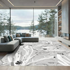 Monochromatic White Abstract Floral Arrangement Rug