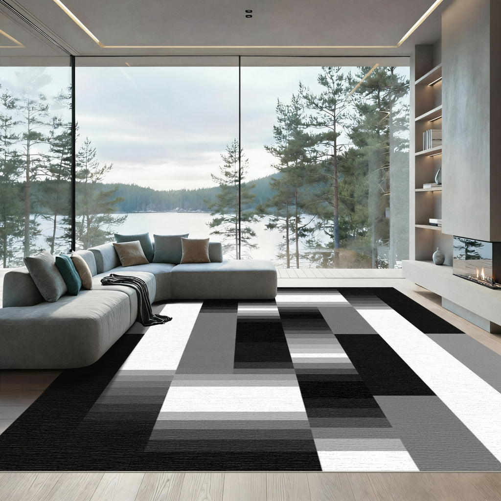 Monochromatic Geometric Block Arrangement Rug