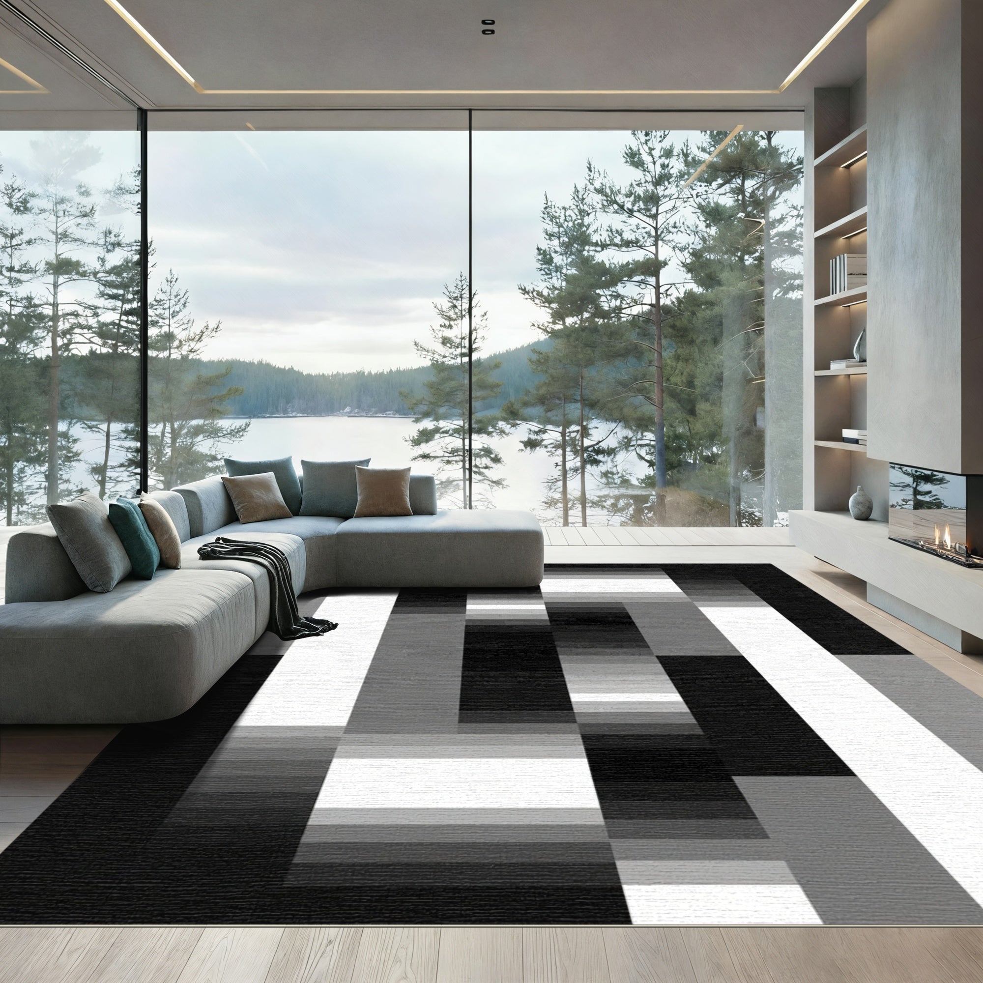 Monochromatic Geometric Block Arrangement Rug