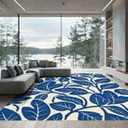 Deep Blue Botanical Vines Rug