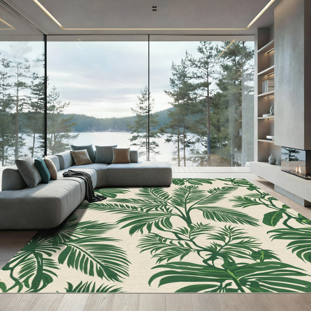 Verdant Leafy Rainforest Canopy Rug