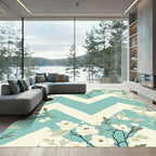 White Blossom Chevron Foliage Rug