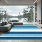 Ocean Blue and White Stripe Rug