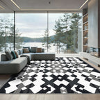 Monochrome Geometric Diamond Lattice Rug