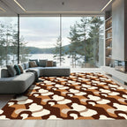 Brown Beige Abstract Organic Waves Rug