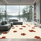 Brown Blossom Scattered Throughout Cream Rug