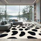 Bold Black Spots Cream Background Rug
