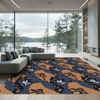 Brown Orange Abstract Camouflage Shapes Rug