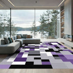 Modern Purple Geometric Block Rug