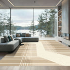 Neutral Tone Geometric Plaid Overlay Rug