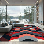 Bold Abstract Geometric Chevron Rug