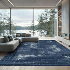 Deep Blue Textured Horizontal Weave Rug