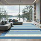 Azure Cream Striped Chevron Rectangle Rug