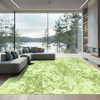 Abstract Green Leafy Swirl Rug
