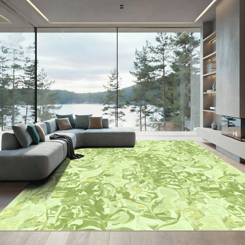 Abstract Green Leafy Swirl Rug