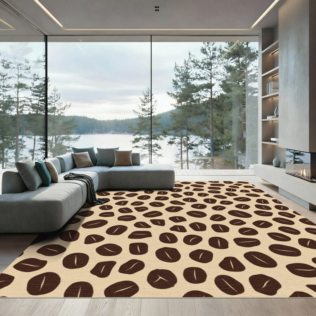Brown Coffee Bean Scattered Art Rug