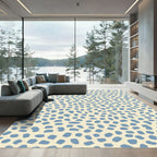 Blue Brushstroke Scatter Cream Rug
