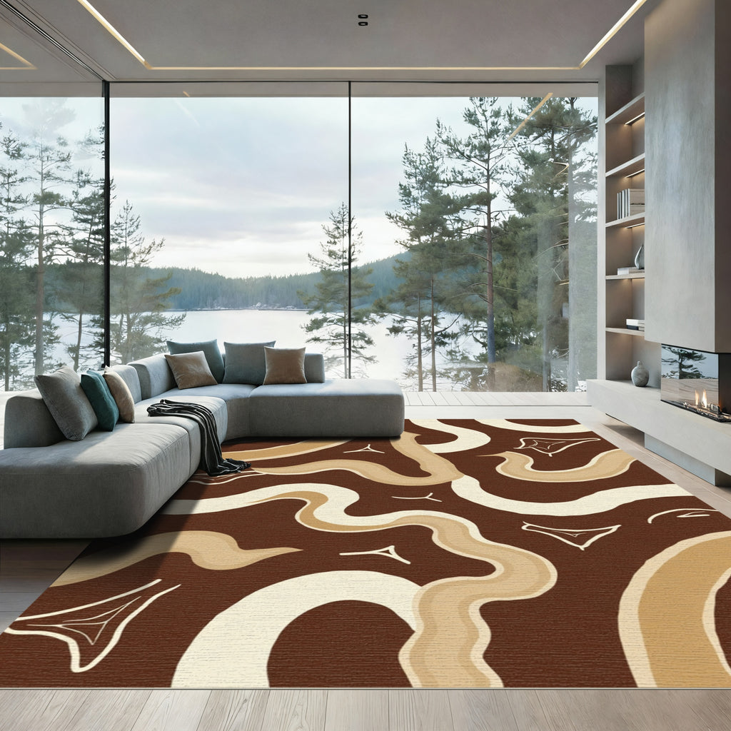Earthy Swirl Ribbons Accents Rug
