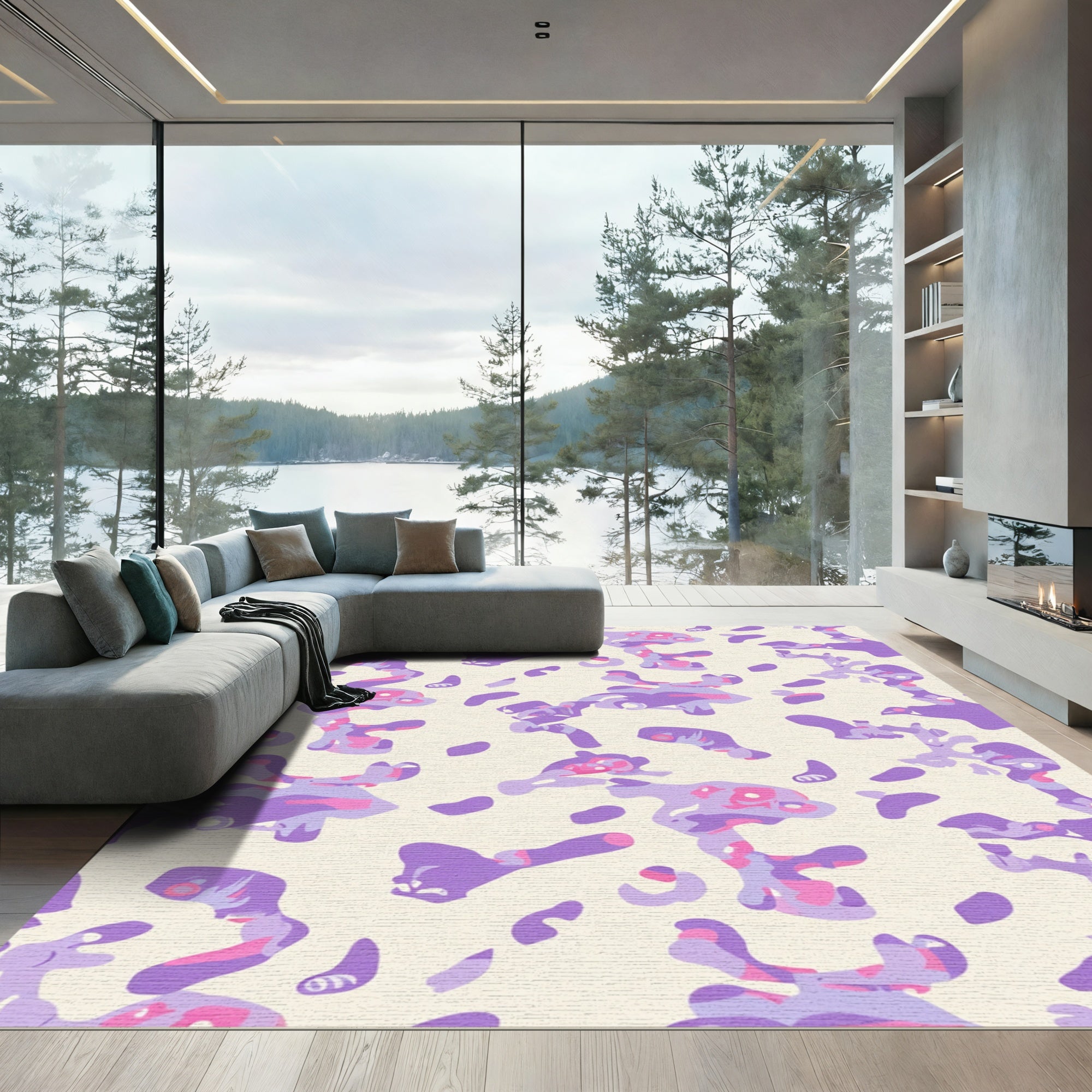 Abstract Amorphous Lavender Pink Shapes Rug