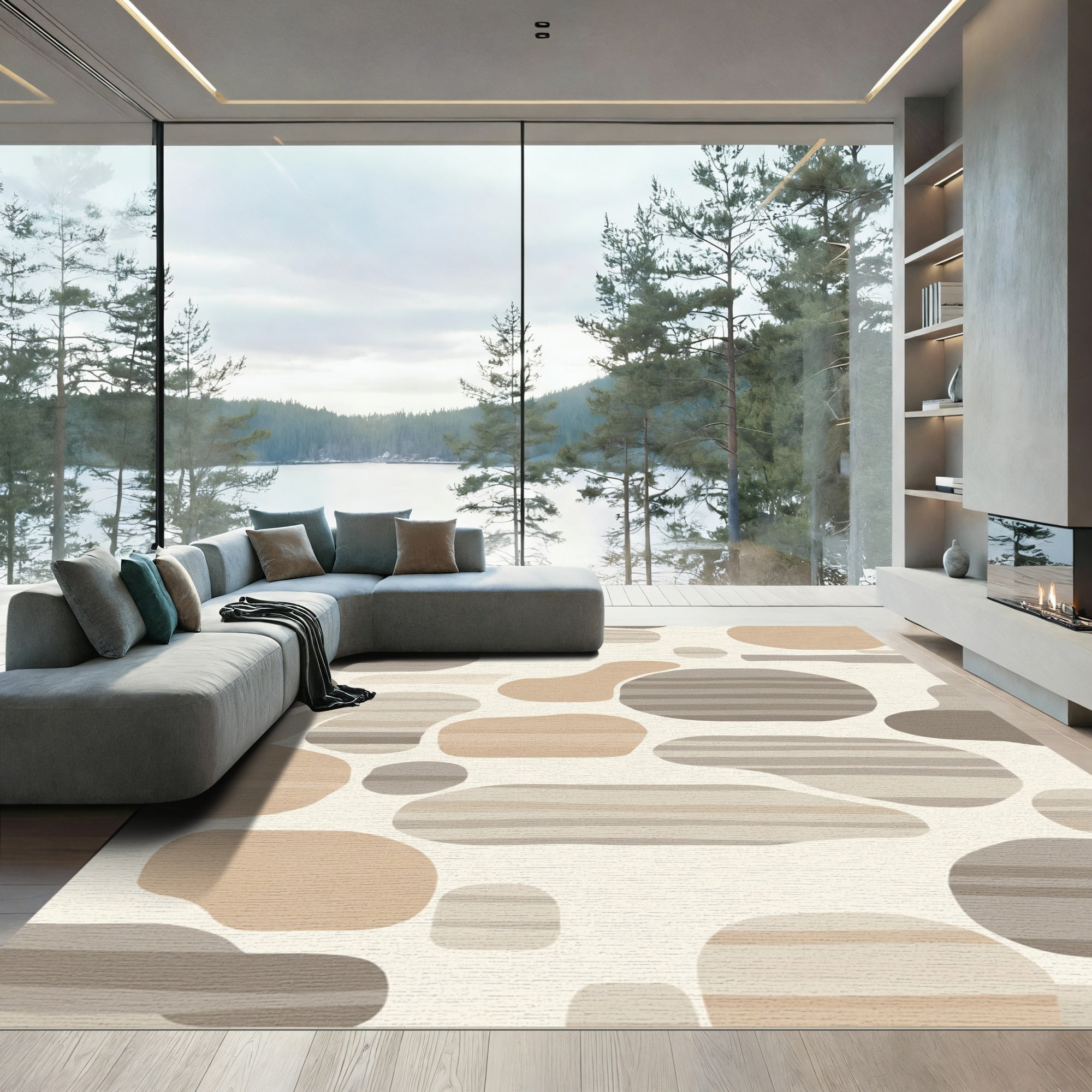 Organic Pebble Stripes Neutral Tones Rug