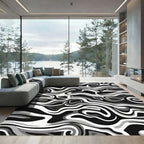 Monochromatic Swirl Fluid Motion Rug