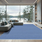 Deep Blue Horizontal Stripe Rug