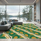 Emerald Gold Abstract Organic Waves Rug