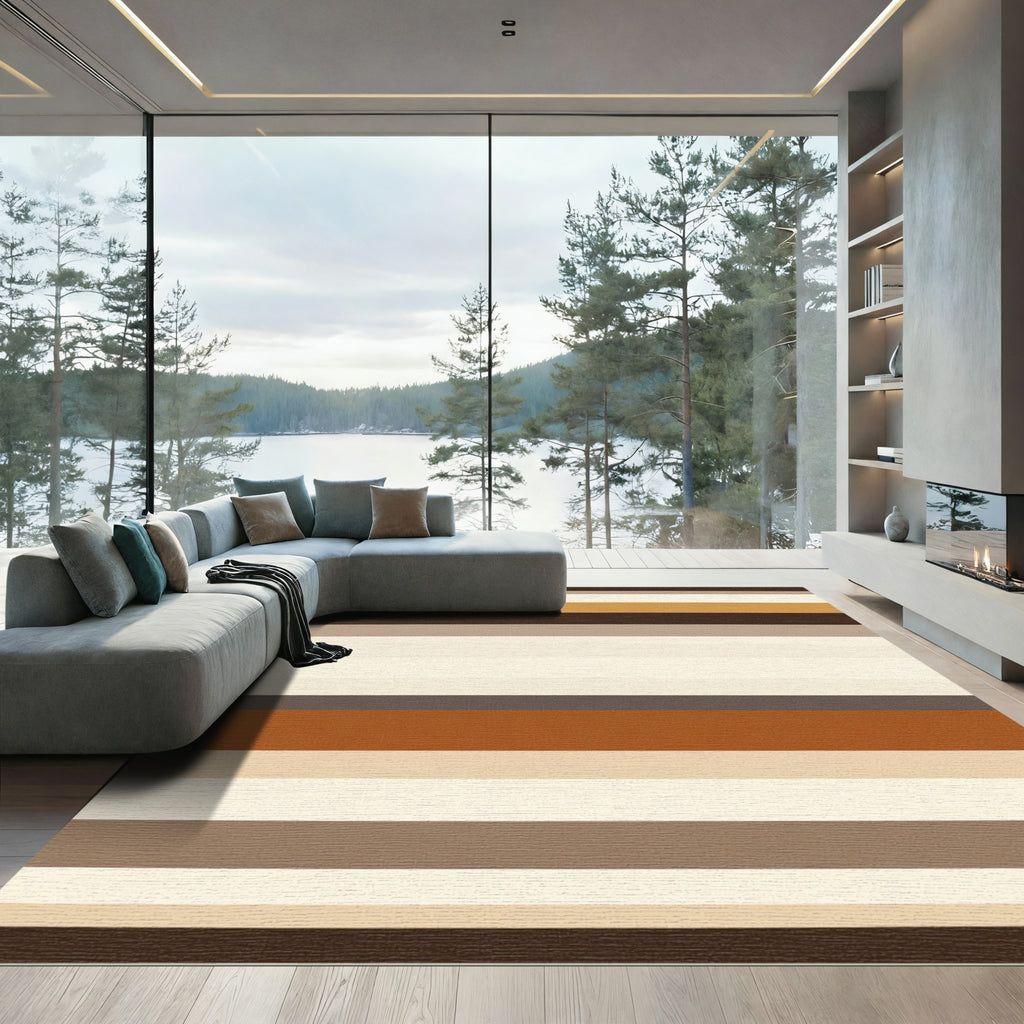 Earthy Toned Horizontal Striped Rug