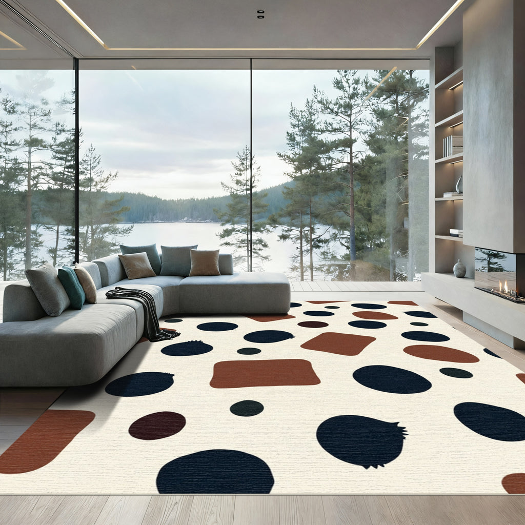 Abstract Ochre Dot Square Blend Rug