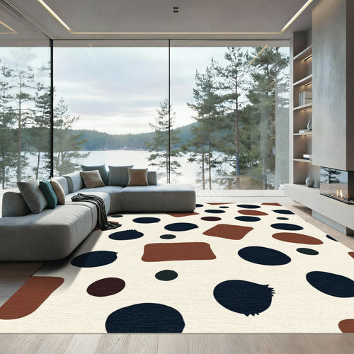Abstract Ochre Dot Square Blend Rug