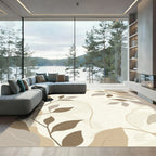 Earthy Tone Abstract Leaf Branches Rug