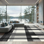 Monochromatic Plaid Stripe Collage Rug