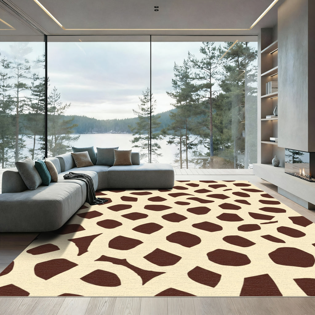 Brown Cream Organic Spotty Print Rug