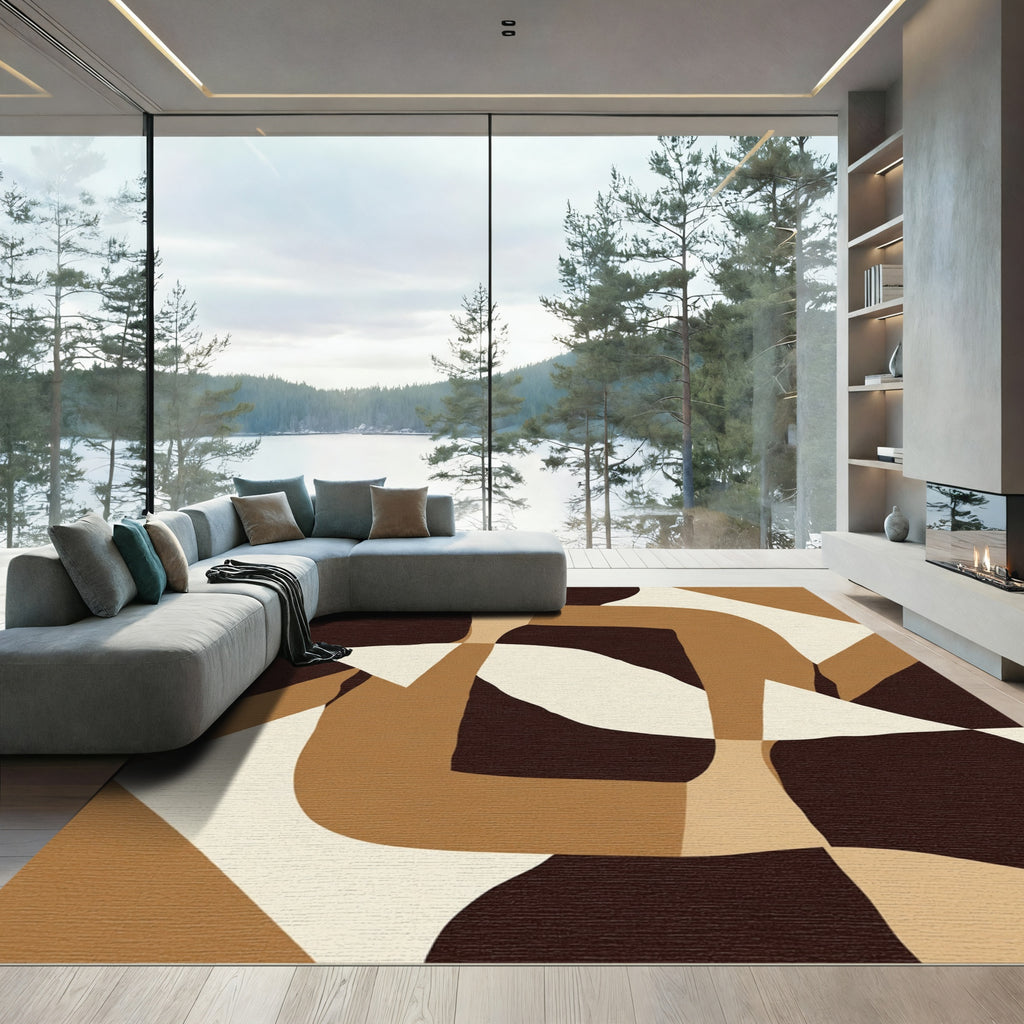 Abstract Earth Tones Curves Rug