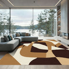 Abstract Earth Tones Curves Rug