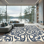 Navy Ivory Ornate Scroll Rug