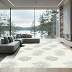 Abstract Soft Gray Swirls Rug