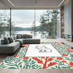 Cream Botanical Kitty Frame Rug