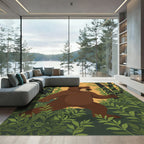 Brown Bear Forest Walk Graphic Art Rug