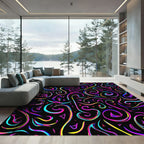 Neon Swirls Abstract Triangles Rug