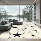 Navy Stars Cream Cracked Texture Rug