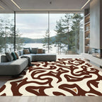 Abstract Swirls Brown Cream Starburst Rug