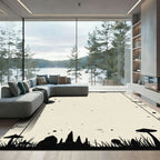 Whimsical Black Forest Silhouette Meadow Rug