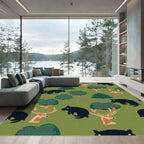 Forest Animals Deer And Bears Whimsical Woodland Rug