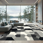 Monochromatic Geometric Honeycomb Tesselation Rug